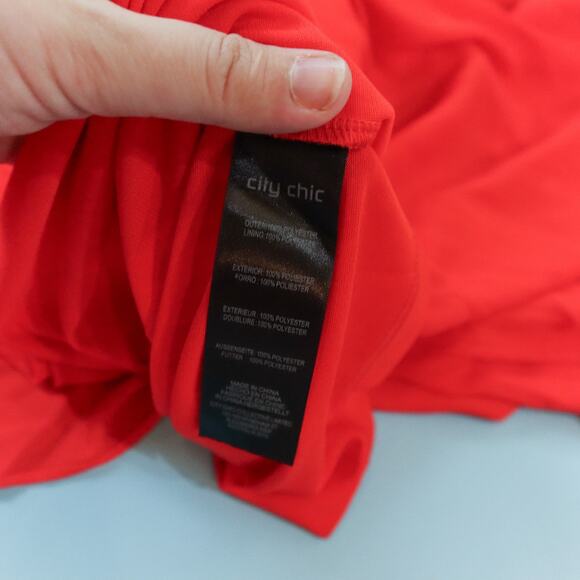 NEW City Chic Bright Red Wrap Front Ruffle Hem Dress Short Sleeve Size US 20 - Picture 8 of 9